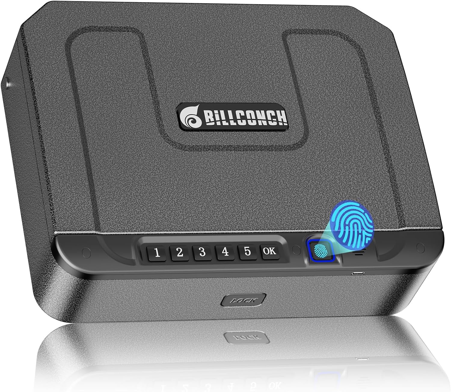 BILLCONCH Gun Safe for Handgun with Fingerprint. Keypad & Security Cable | Steel Biometric Pistol Safe. 3 Quick-Access Methods. Built-in LED Light. Ideal Handgun Safe for Nightstand. Bedside & Drawer