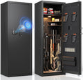 KAER Biometric Gun Safe for Rifles and Pistols. 12-15 Rifle Safe Quick Access (Fits Scoped Rifles) with 24/7 Burglar Alarm. Adjustable Shelves & Pistol Pockets. Gun Cabinet for Home. Office
