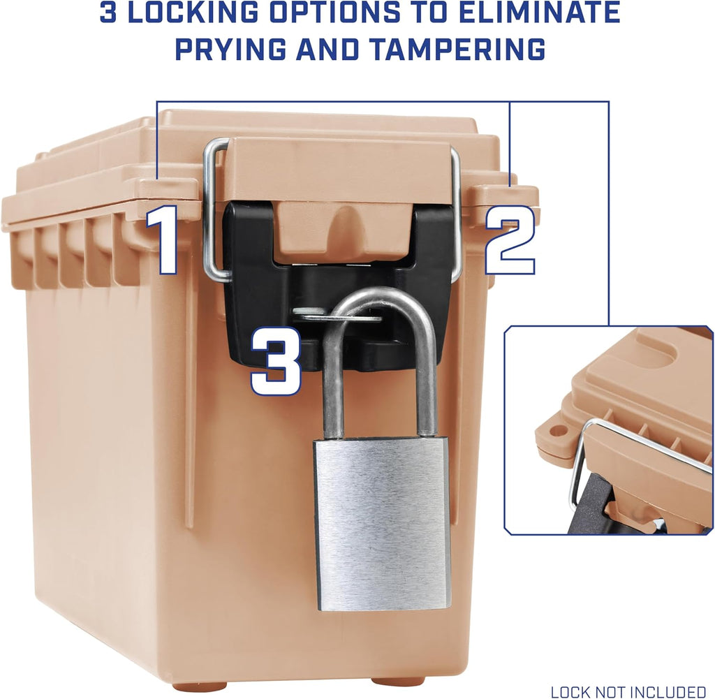 Sheffield 12627 Ammo Box Made in USA Stackable Lockable Ammo Storage Box | Lockable Storage Box. Water and Dust Resistant Dry Box. Secures Hunting Gear. Gun Accessories. Supplies. and Bullets