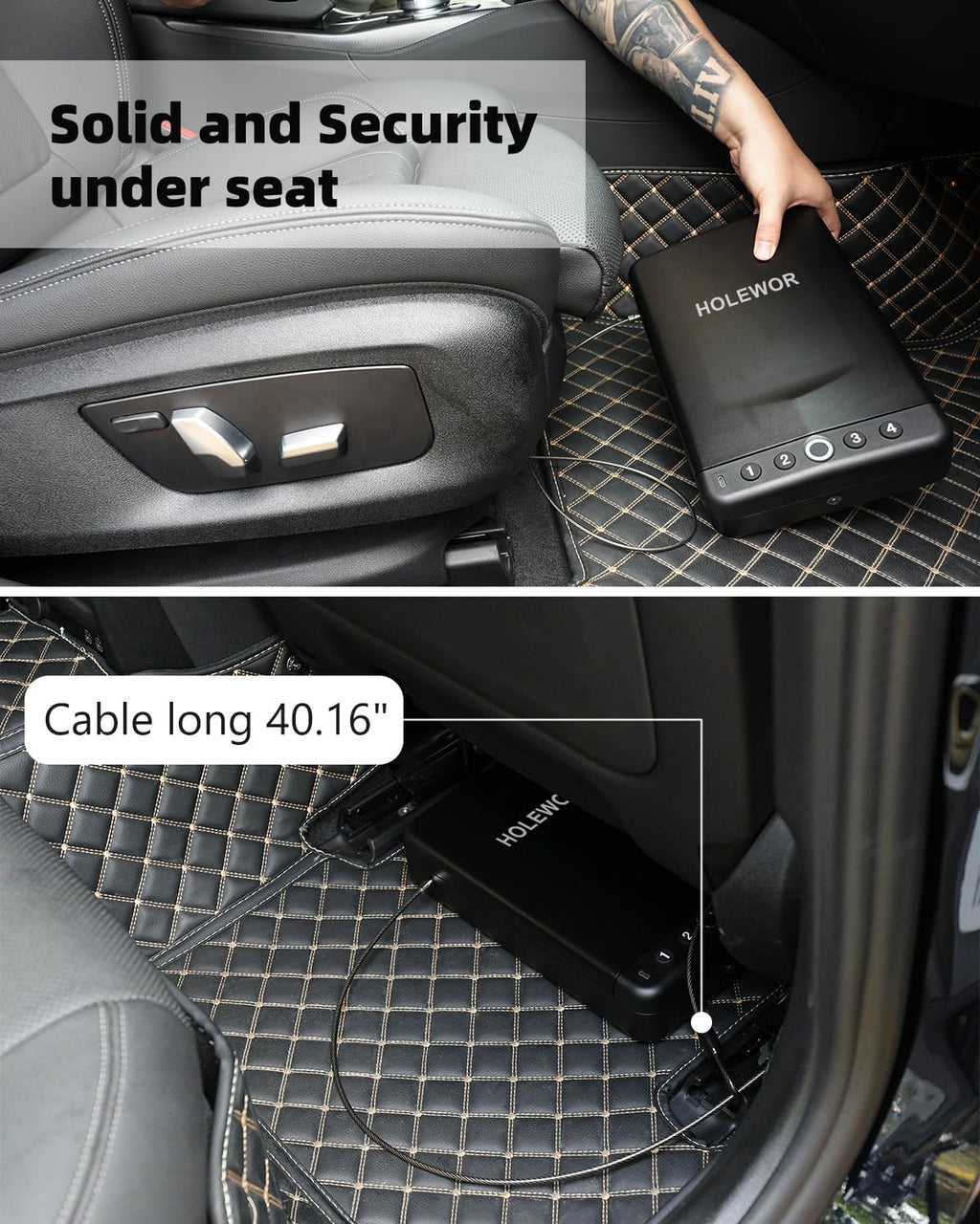 Car Gun Safe Small Portable Biometric Handgun Lock Box for Travel | 3 Ways Quick Access Fingerprint Compact Single Carrying Pistol Case for Vehicles Under Seat with Emergency USB C Power Supply