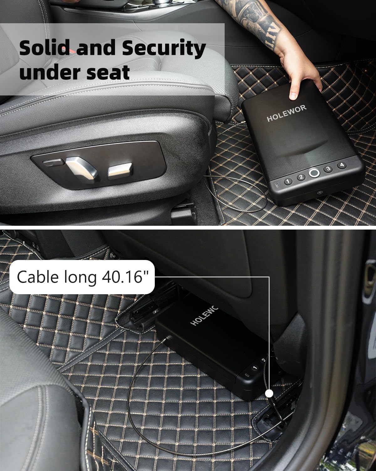 Car Gun Safe Small Portable Biometric Handgun Lock Box for Travel | 3 Ways Quick Access Fingerprint Compact Single Carrying Pistol Case for Vehicles Under Seat with Emergency USB C Power Supply