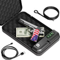 Grimtron Portable Electronic Car Gun Safe for Handgun with Security Cable | Small Gun Lock Box with Silent Mode & Emergency USB Power Supply. Single Pistol Safe for Travel. Vehicle. Truck. Nightstand