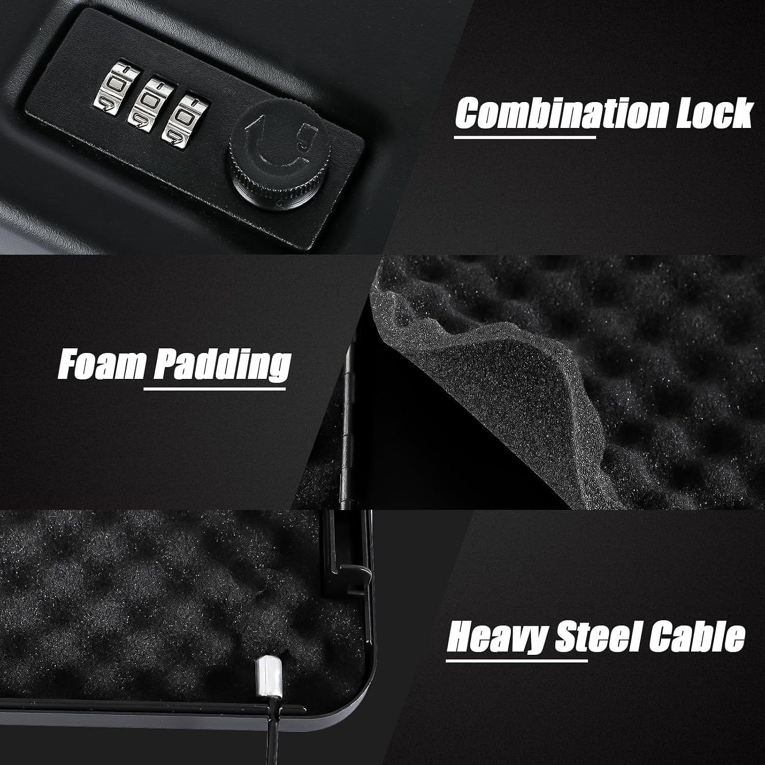 Dalmbox Compact Portable Handgun Pistol Gun Safe Lock Box for Car & Travel | Secures handgun storage. combination-lock access. steel build. small 9.4 x 6.4 x 1.8. for car. home. travel. gun owners