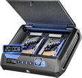 TOPMEDA Large Biometric Gun Safe for Pistols. 100 Sets of Fingerprint Handgun Safe with Internal Light & Silent Mode. Gun Lock Box for Home Bedroom Bedside Nightstand and Car. AA batteries