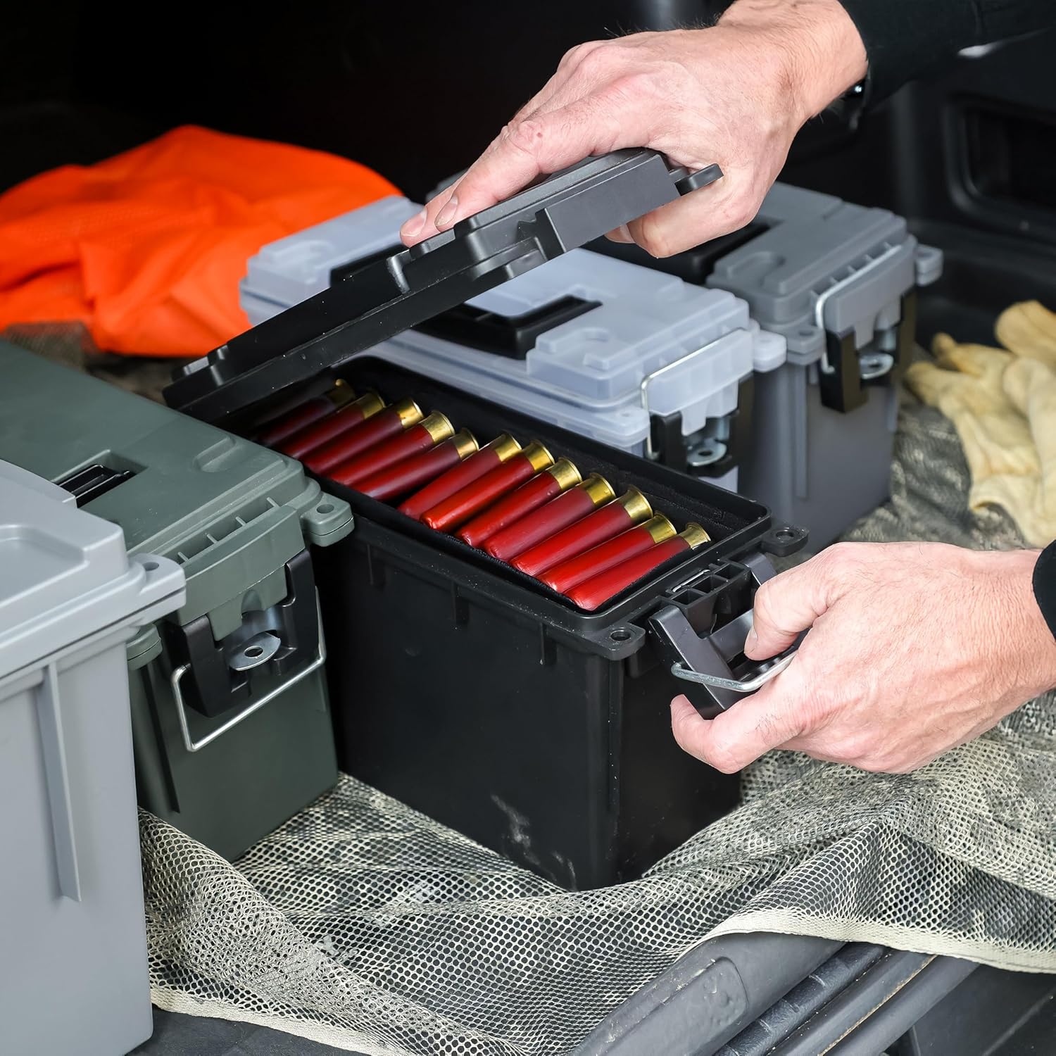 Sheffield 12629 Ammo Box Made in USA. Stackable Lockable Ammo Storage Box | Lockable Storage Box. Water and Dust Resistant Dry Box. Secures Hunting Gear. Gun Accessories. Supplies. and Bullets