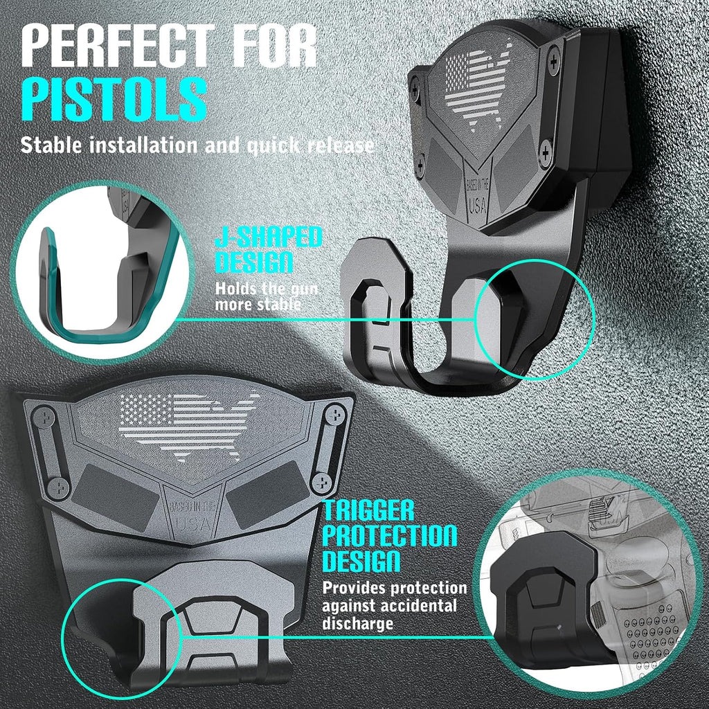 2Pack Gun Magnet Mount for Truck Car Vehicle .Gun Accessory for Pistol Shotgun Revolver with Trigger Guard Protect.Gun Magnet Rated Max up to 15 LBS Install in Desks Safe Wall Easy to Access&release