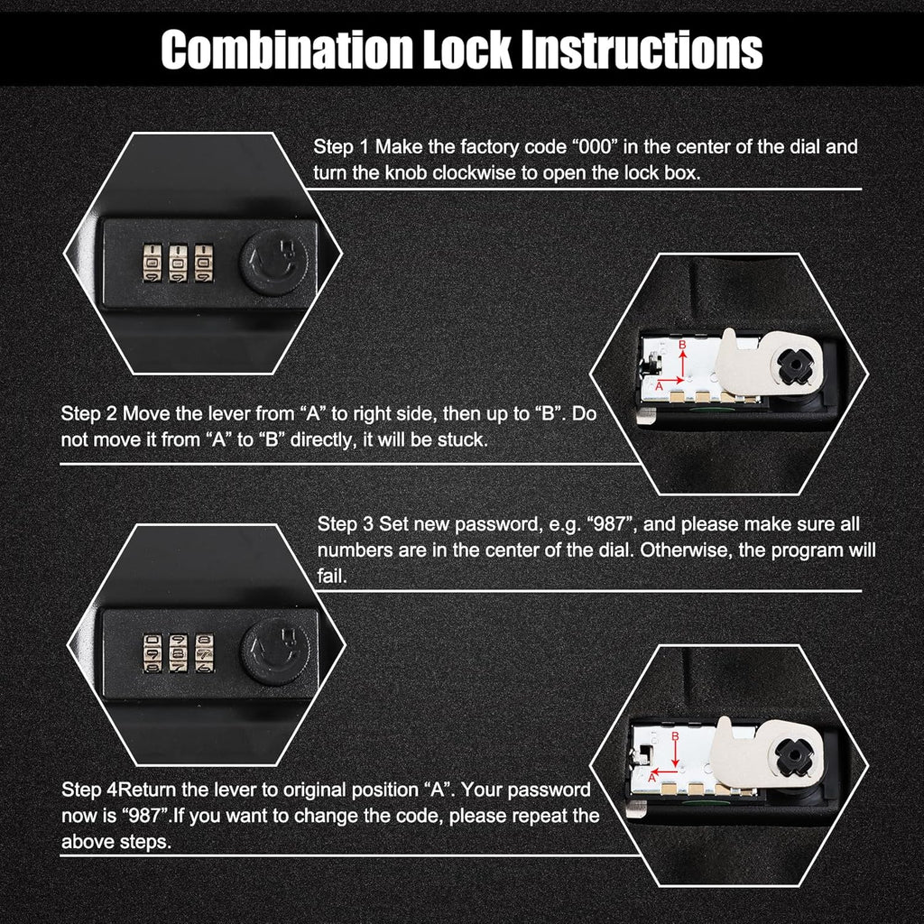 Dalmbox Compact Portable Handgun Pistol Gun Safe Lock Box for Car & Travel | Secures handgun storage. combination-lock access. steel build. small 9.4 x 6.4 x 1.8. for car. home. travel. gun owners